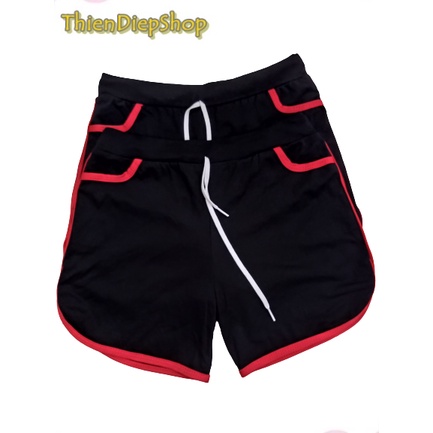 Quần đùi nữ viền sọc mặc nhà màu đen, quần dây rút vãi thun cotton 4 chiều co giãn thoáng và thấm hút mồ hôi, mặc nhà | BigBuy360 - bigbuy360.vn