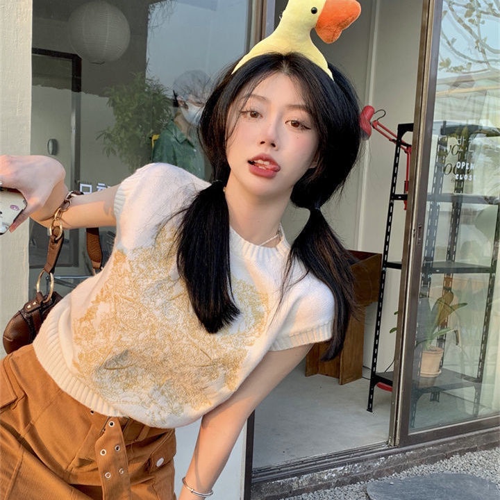 Áo Sweater Sát Nách Cổ Tròn Thời Trang Xuân Hè Cho Bé Gái