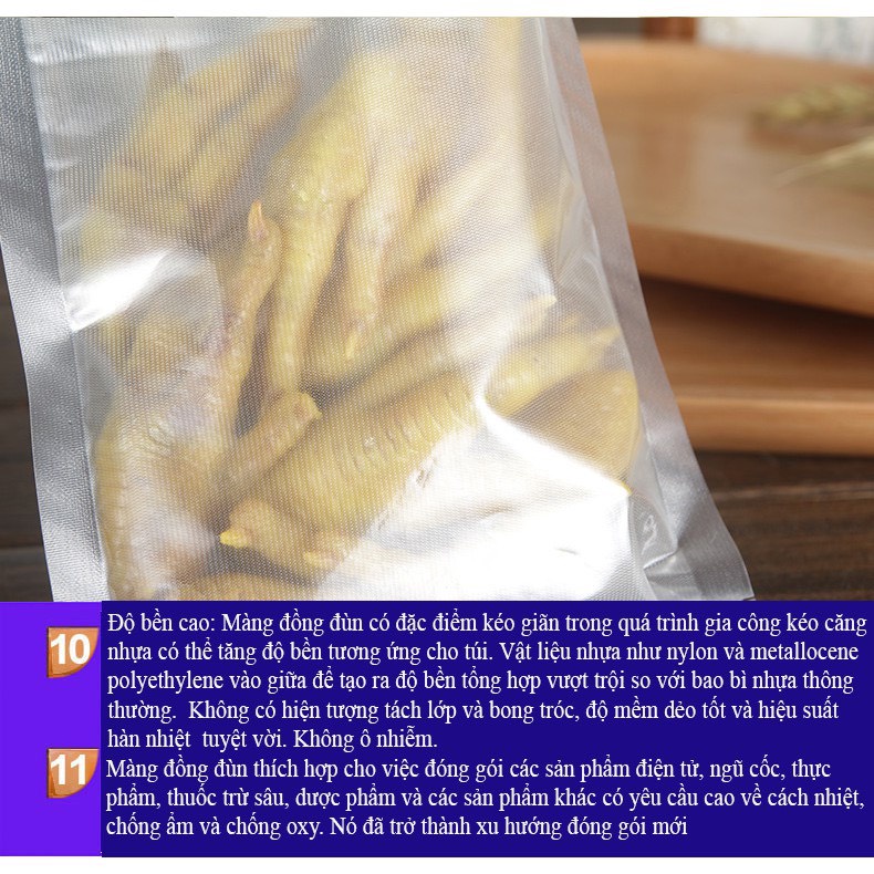 Túi hút chân không thực phẩm một mặt nhám, bộ 100 túi ép chân không cao cấp một mặt nhám size 17x20cm và 20x25cm