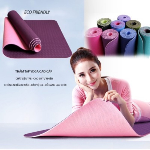 Thảm Yoga, Thảm Tập Yoga Chống Trượt TPE 2 Lớp 6 mm Cao Cấp chống trơn trượt, CHẤT LIỆU CAO CẤP