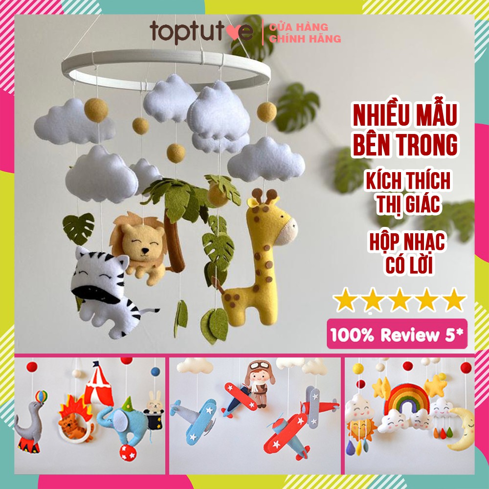 Treo nôi cũi xe đẩy cho bé Toptutoe xoay phát nhạc kích thích thị giác trẻ sơ sinh, trẻ nhỏ, bé trai bé gái