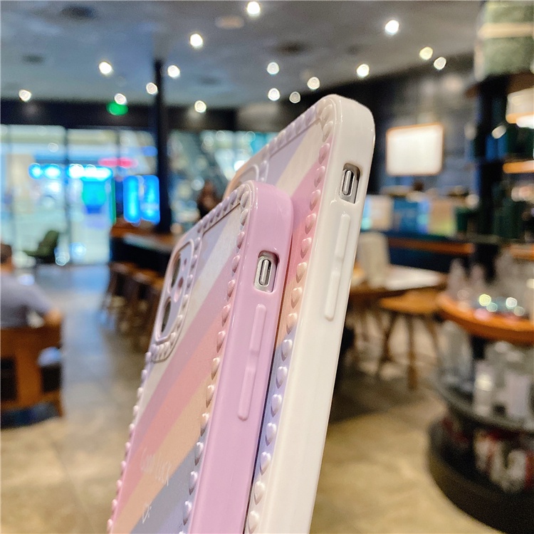 Ốp điện thoại mềm màu cầu vồng viền trái tim cho Iphone 6 6s 7 8 7plus 8plus X Xr Xsmax 11 12 | BigBuy360 - bigbuy360.vn