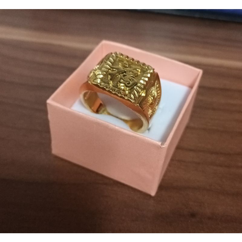 Nhẫn nam in chữ Phúc may mắn hạnh phúc tài lộc thép Titan không đen không gỉ