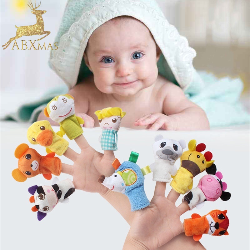 Đồ Chơi Con Rối Đeo Ngón Tay / Tay Bằng Vải Bông Hình Động Vật Hoạt Hình Dành Cho Trẻ Sơ