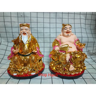 Tượng Ông Địa Thần Tài đế tròn xi vàng