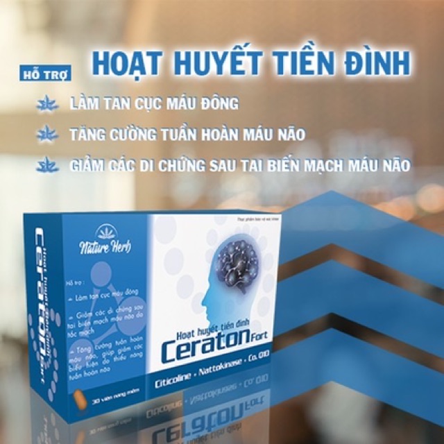 Hoạt huyết tiền đình Ceraton Fort tăng tuần hoàn, bổ não, tan cục máu đông, giảm triệu chứng sau tai biến mạch máu não