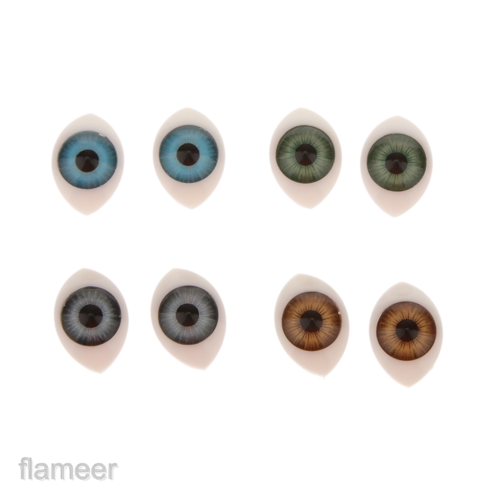 Set 4 Cặp Mắt Nhựa Hình Oval 9mm 4 Màu Sắc Tùy Chọn Dành Cho Búp Bê