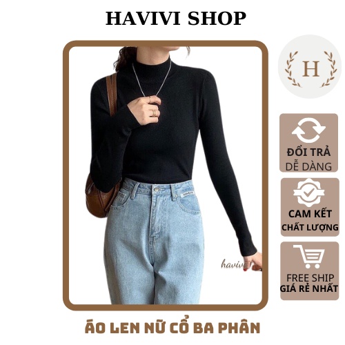 Áo Len Tăm Cổ 3 Phân, Áo len nữ cổ 3 phân chuẩn hàng QC chất mềm mịn cực xinh | BigBuy360 - bigbuy360.vn