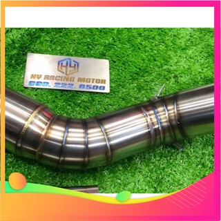 hahong shop Cổ pô kiểu dáng wrx bầu hơi tổ ong 2 khúc titan inox 304. ex150 ex gsx r150 s150 r15 fz150i fz155 xsr155 tfx