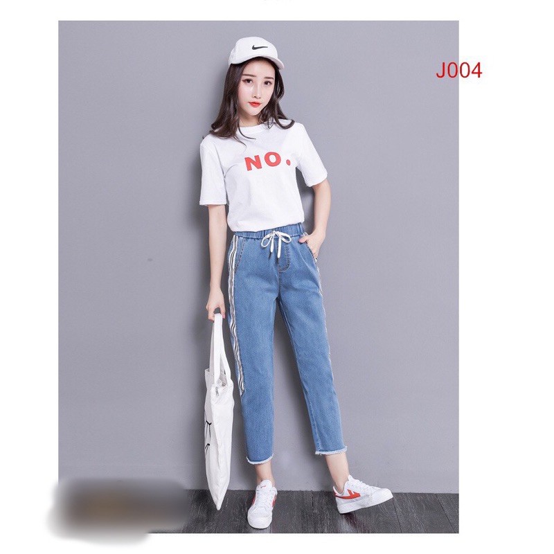 Quần baggy lưng thun phối sọc