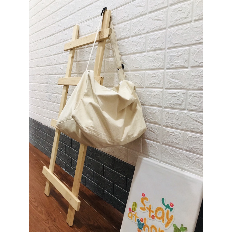Túi Tote Đeo Chéo Trống Có Khóa Kéo, Chất Liệu Vải Canvas, Phong Cách Hàn Quốc T18