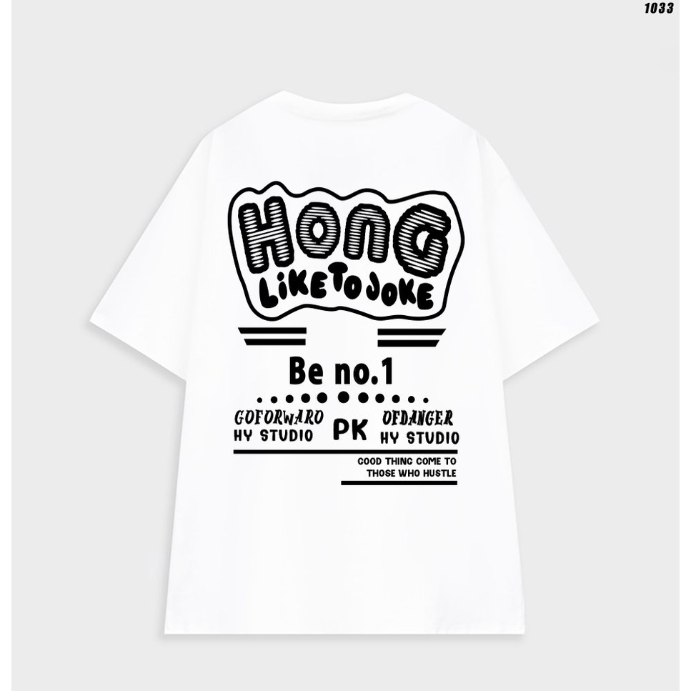 Áo thun form rộng nam nữ tay lỡ HY KOREA Hong 1033
