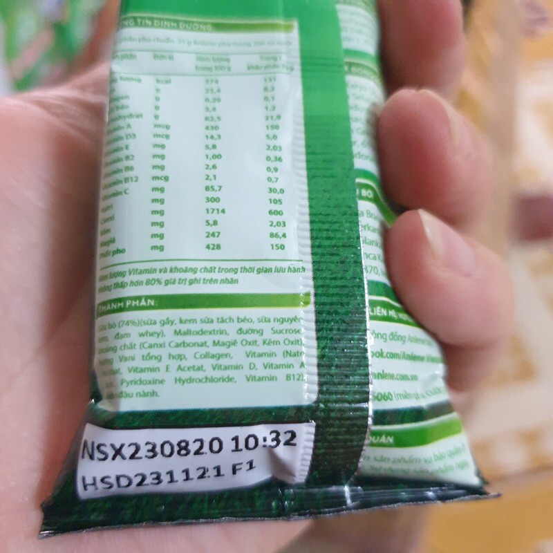 1 gói sữa Anlene 35g vị Vani date 11/2021