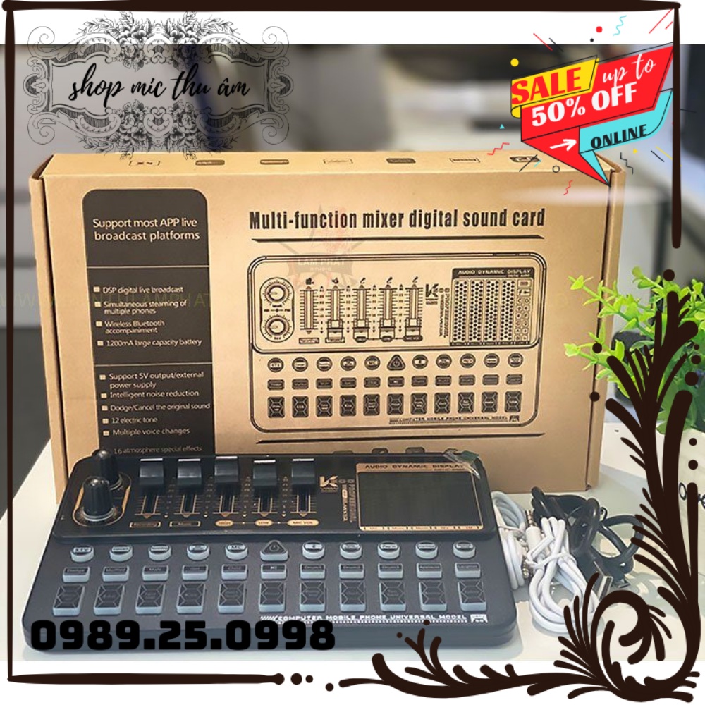 Sound Card K500 Autotune Thu Âm, Livestream ,, Karaoke Livestream FB, Bigo live .Bảo Hành 12 T
