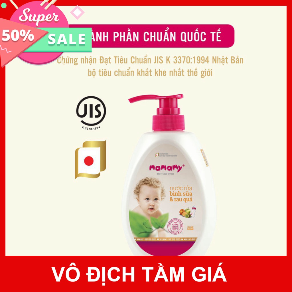 Combo 2 Túi bổ sung Nước rửa bình sữa &amp; rau quả Mamamy 600ml