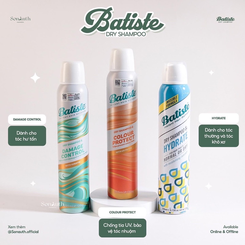 Dầu gội khô Batiste Dry Shampoo 200ml