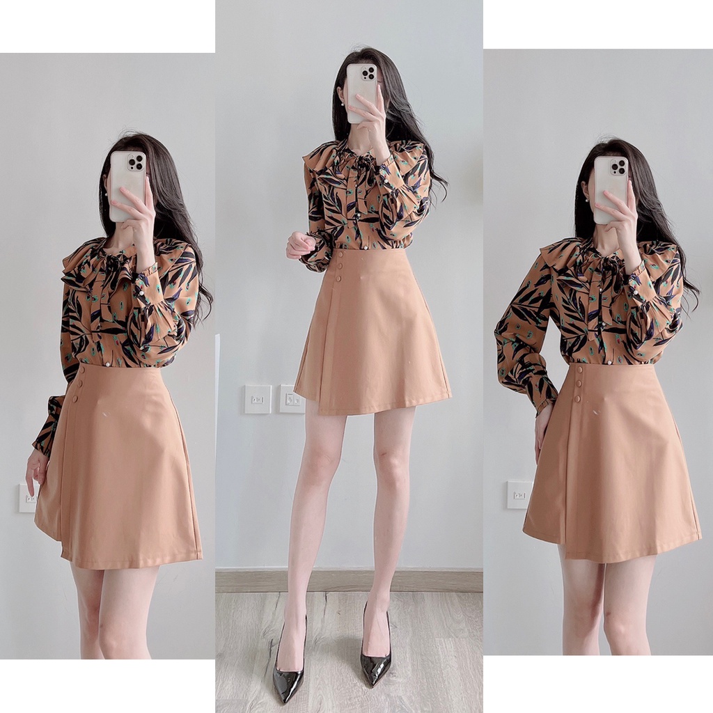 Áo lụa hoa bèo nơ