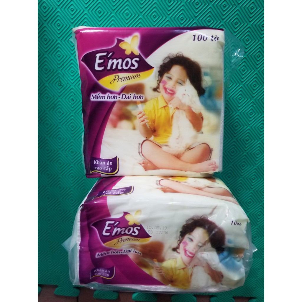 Combo 2 giấy ăn emos 100 tờ khổ 33x33