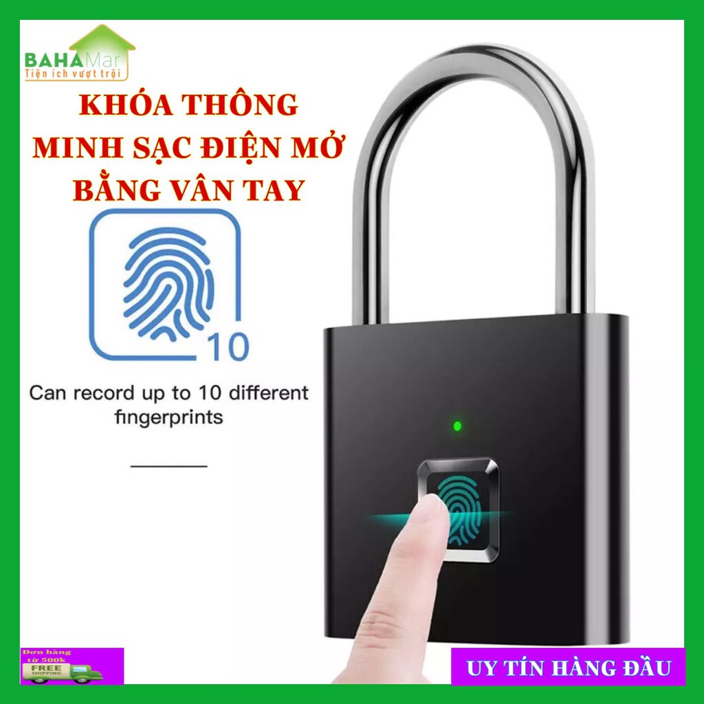 KHÓA THÔNG MINH SẠC ĐIỆN MỞ BẰNG VÂN TAY "BAHAMAR" chỉ mất 1 giây để mở khóa, dễ dàng để hoạt động, cài tới 10 vân tay