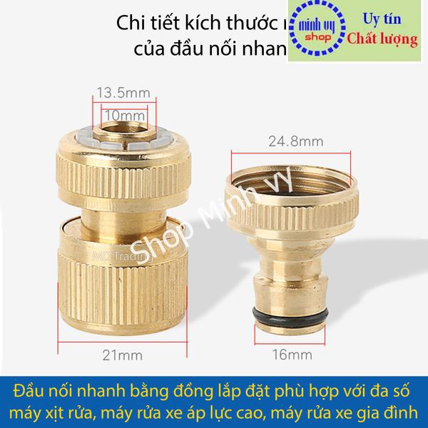 BỘ Khớp nối nhanh bằng đồng -Khớp nối nhanh dây cấp nước đầu VÀO máy rửa xe BKĐong_in