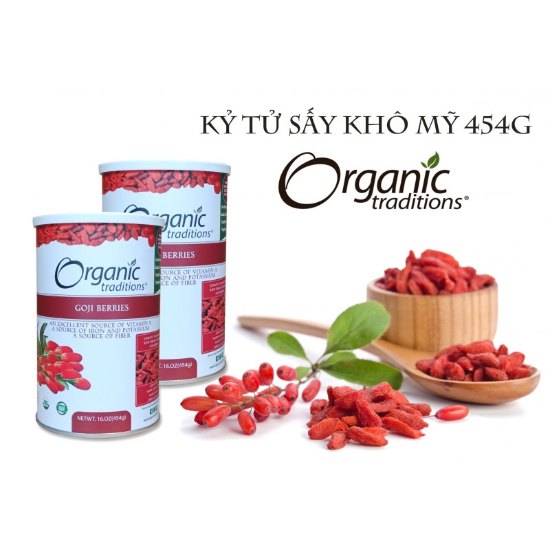 Kỷ Tử Organic Traditions Mỹ Kỷ Tử Đỏ Kỷ Tử Đen Organic Traditions Nhập Khẩu Mỹ 454gr Oanhtraicay