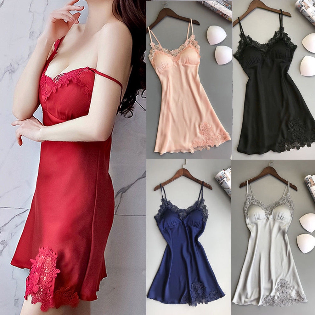 [Mã FASHIONT4WA2 giảm 10K đơn 50K] Áo ngủ lụa satin phối ren quyến rũ | BigBuy360 - bigbuy360.vn