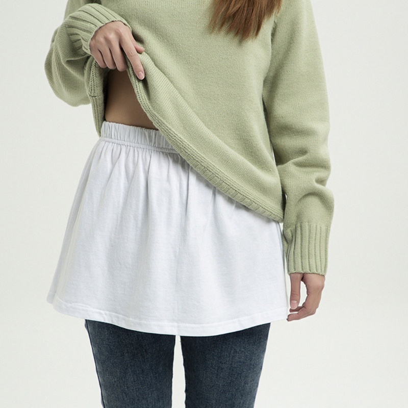 Xiangbao Áo Sweater Mùa Đông Viền Giả Màu Trơn xiangbao Giả Xiang Tháp Quét Nửa Thân Dài Mini