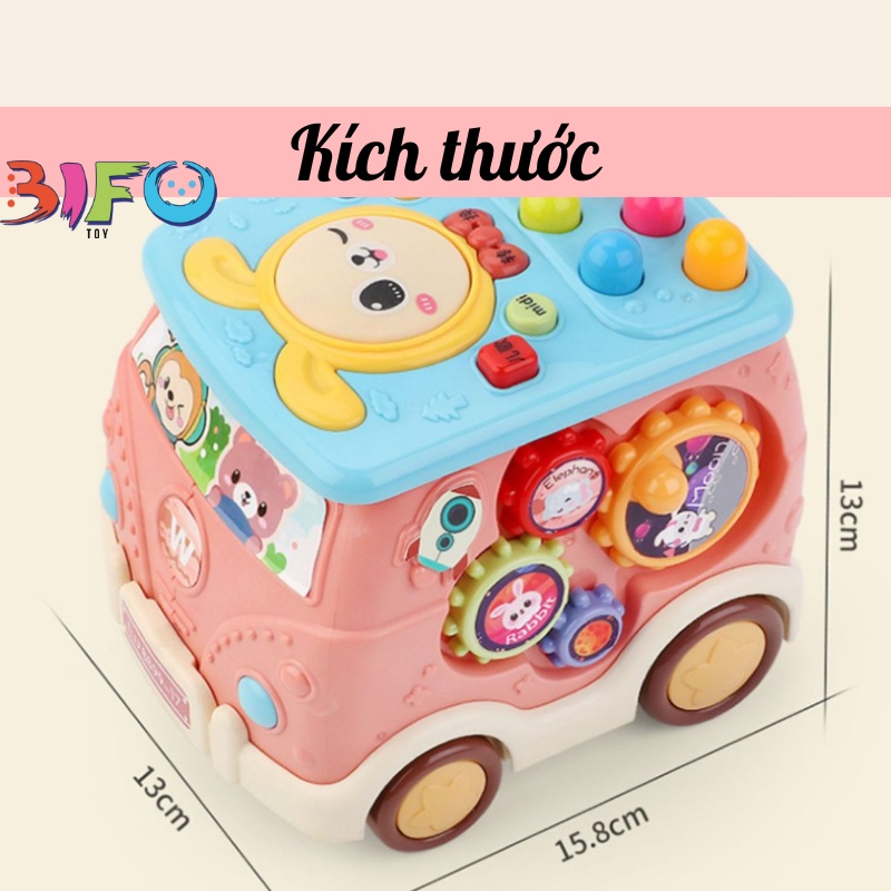 Hộp âm nhạc đa năng đồ chơi giáo dục sớm cho bé có 6 mặt  Đàn - Trống - Nhạc - Xếp hình - Đàn hồi - Mê cung