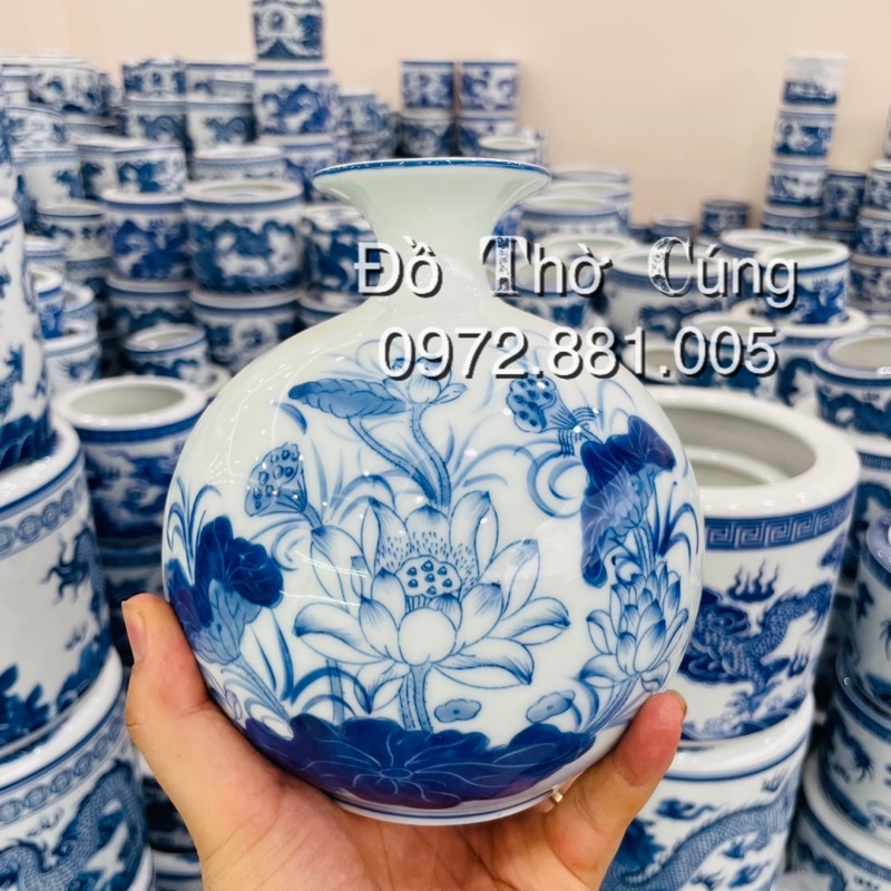 Bình Hút Lộc Bàn Thần Tài Men Lam