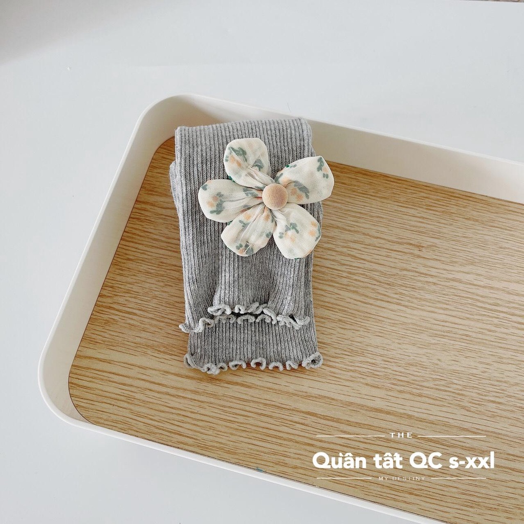 Quần tất len mùa đông, quần legging len không bàn đính hoa cho bé gái (7-20kg)