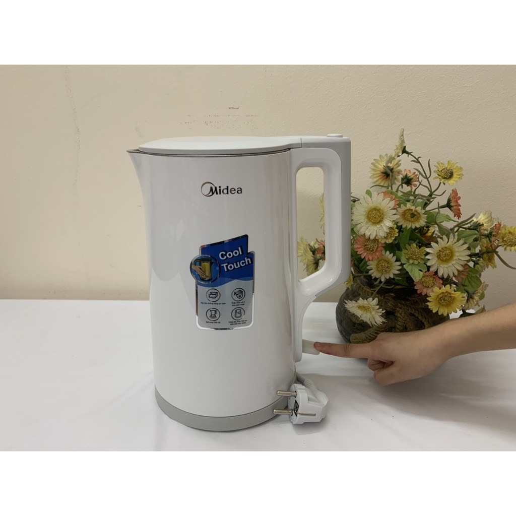 Ấm đun siêu tốc Midea 1.7 lít MK-17DW - Trắng - Hàng Chính Hãng, Bảo hành toàn quốc 12 tháng