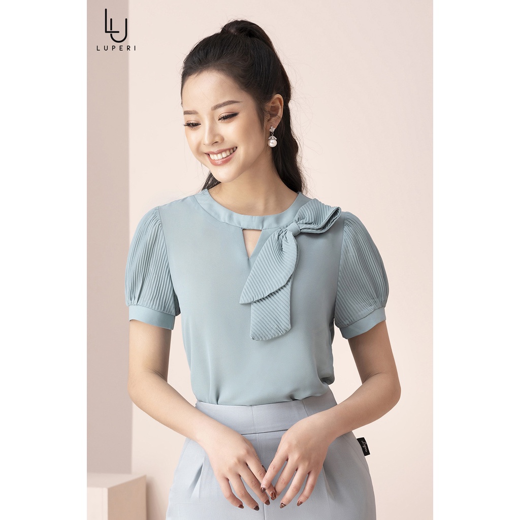 Áo Sơ Mi Thiết Kế Nữ Cao Cấp LUPERI Dáng Suông, Cổ Khoét Có Nơ Kiểu, Phù Hợp Với Nhiều Loại Trang Phục LFSM1208