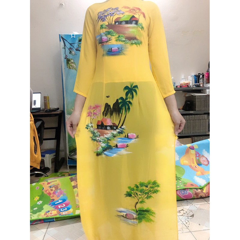 áo dài cách tân 45-65kg hàng vẽ tay