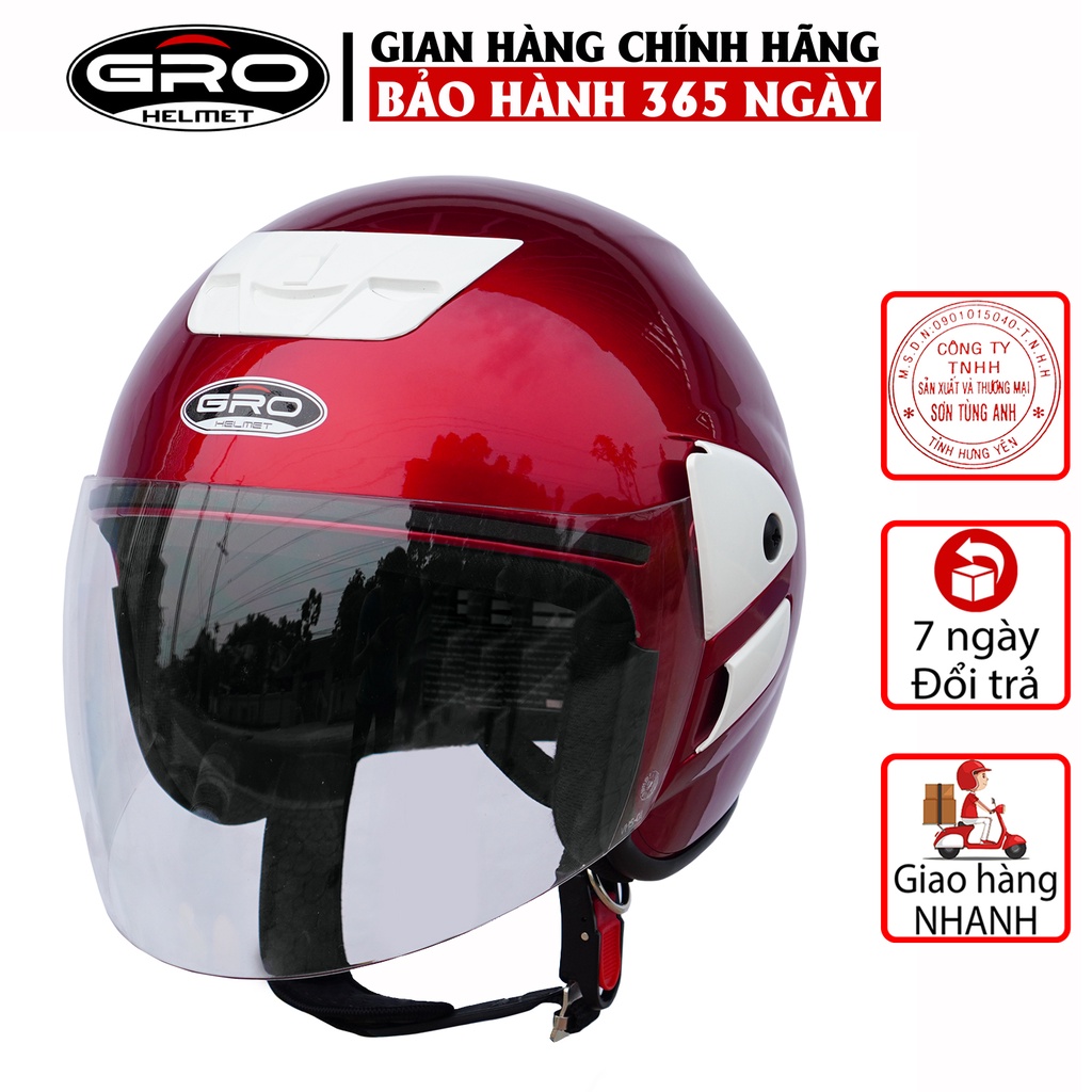 Mũ Bảo Hiểm 3 4 đầu GRO Helmet V2 có kính dài