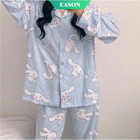 Bộ Đồ Ngủ cotton Tay Dài Dáng Rộng In Họa Tiết Cinnamoroll Phong Cách Nhật Bản Dành Cho Nữ