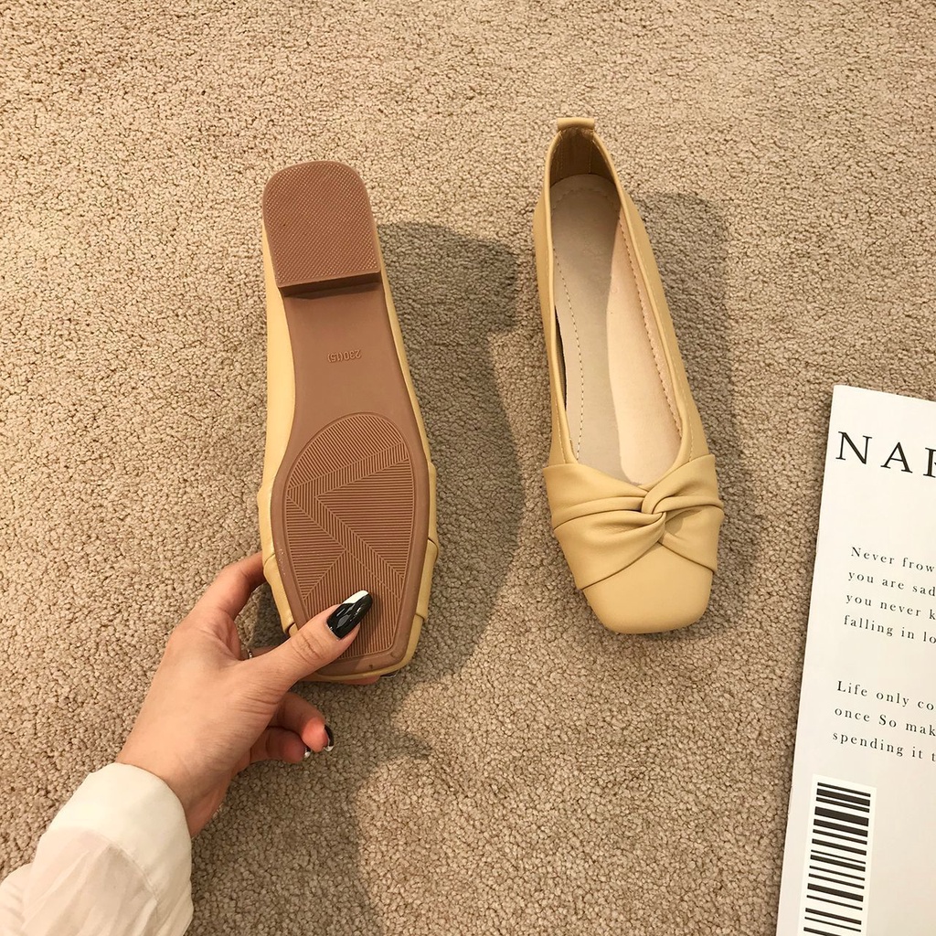 Giày Búp Bê Da Mềm Gót Thấp Mũi Vuông Thời Trang Mùa Xuân Thanh Lịch Dành Cho Nữ 2022