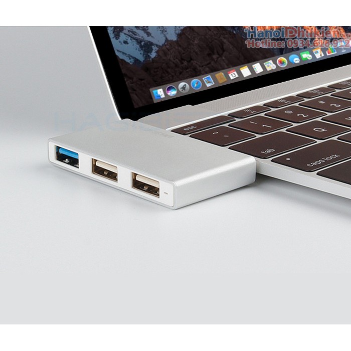 Bộ chia USB Type C ra 3 cổng USB vỏ nhôm Hagibis cho New Macbook, Dell XPS