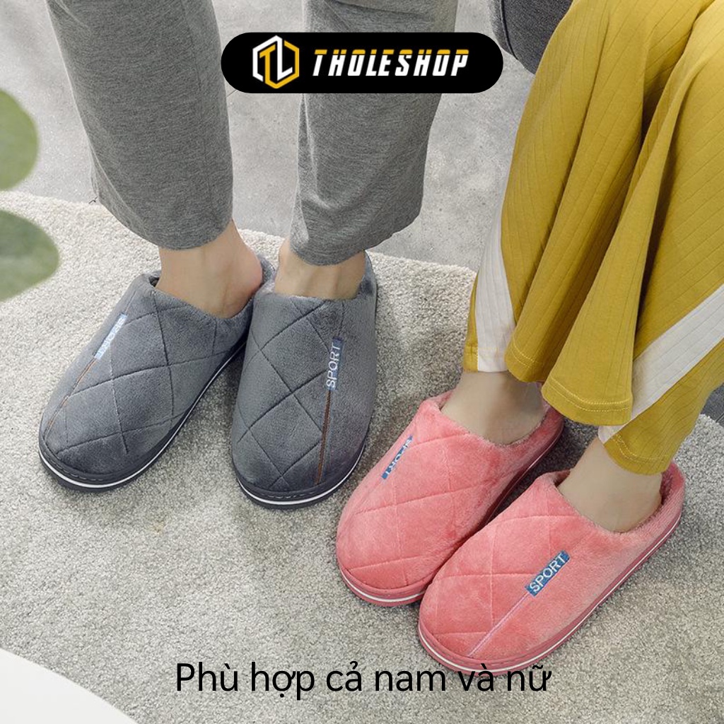 Dép Lông - Dép Bông Nam Nữ Đi Trong Nhà Mùa Đông, Đế Cao Su Bám Sàn Tốt Sport 8379