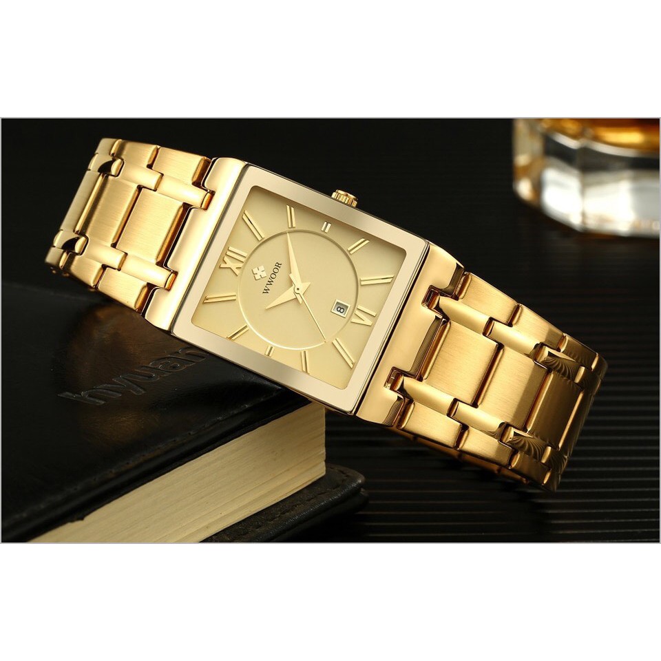 Đồng hồ NAM WWOOR mặt vuông bo Utimate rose siêu thời thượng phong cách