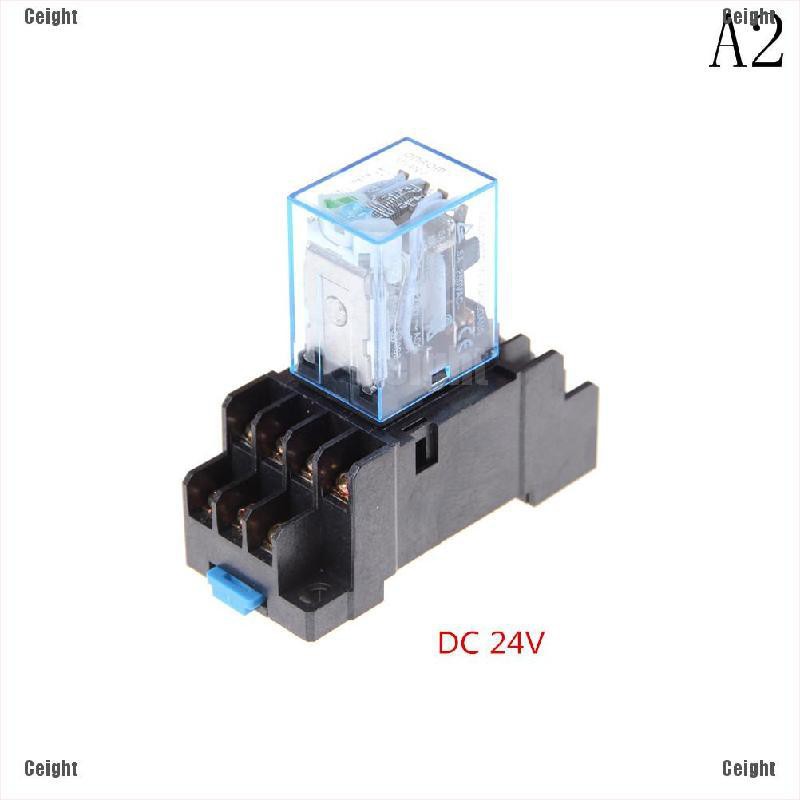 (Cei) MY4NJ 12v/24v/220v Coil Power Relay DIN Rail Mounted 14 Pin 4PDT with Socket  _cei