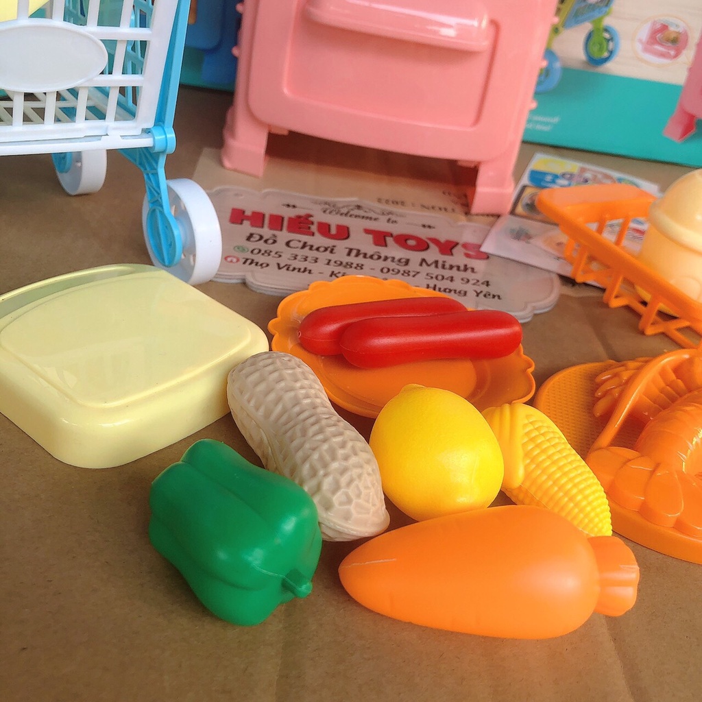 Đồ Chơi Trẻ Em Bộ Kitchen Nấu Ăn Kèm Xe Đẩy Cho Bé Trai Bé Gái Đồ Chơi Nhập Vai Hiếu Toys