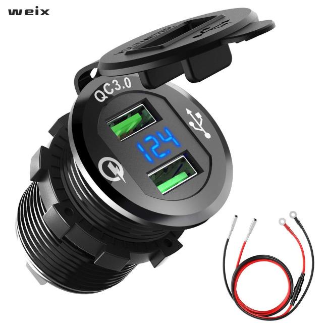 Củ sạc nhanh QC3.0 bằng kim loại cho điện thoại/máy tính bảng trên xe hơi