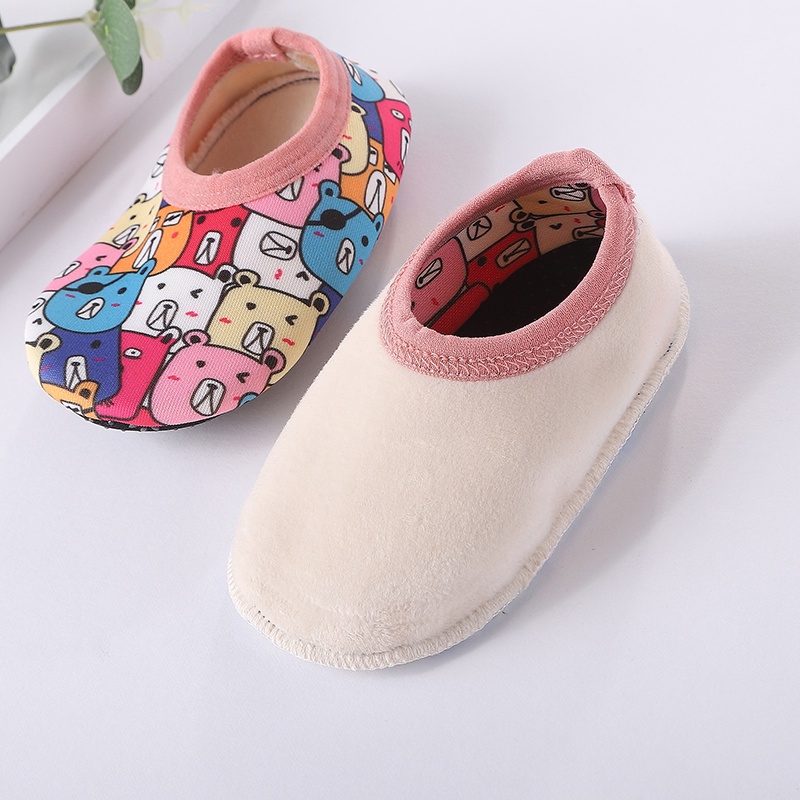 Giày Vải Đế Bằng Mềm Mại Co Giãn Chống Trượt In Họa Tiết Hoạt Hình Cho Bé Trai &amp; Gái 0-24 Tháng Tuổi