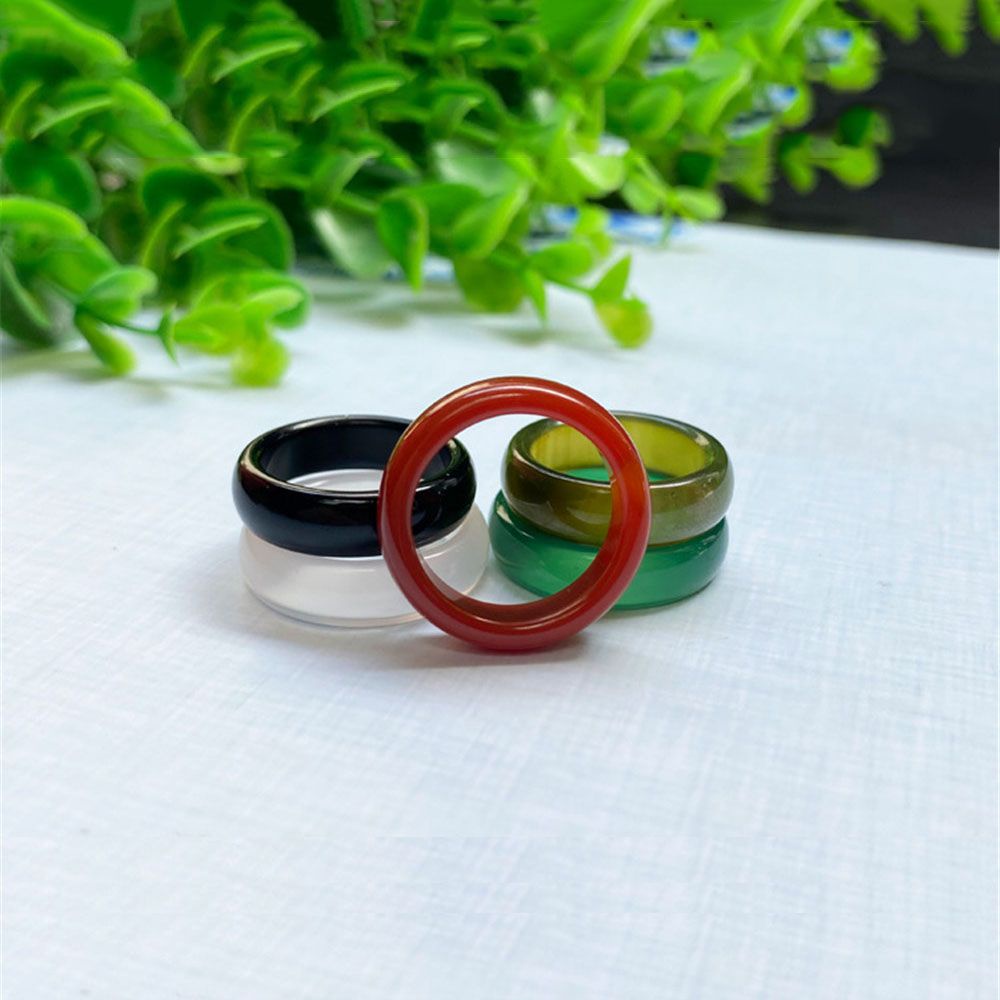 [Ready Stock] Nhẫn mã não màu xanh lá/ đen nhiều màu sắc thời trang unisex