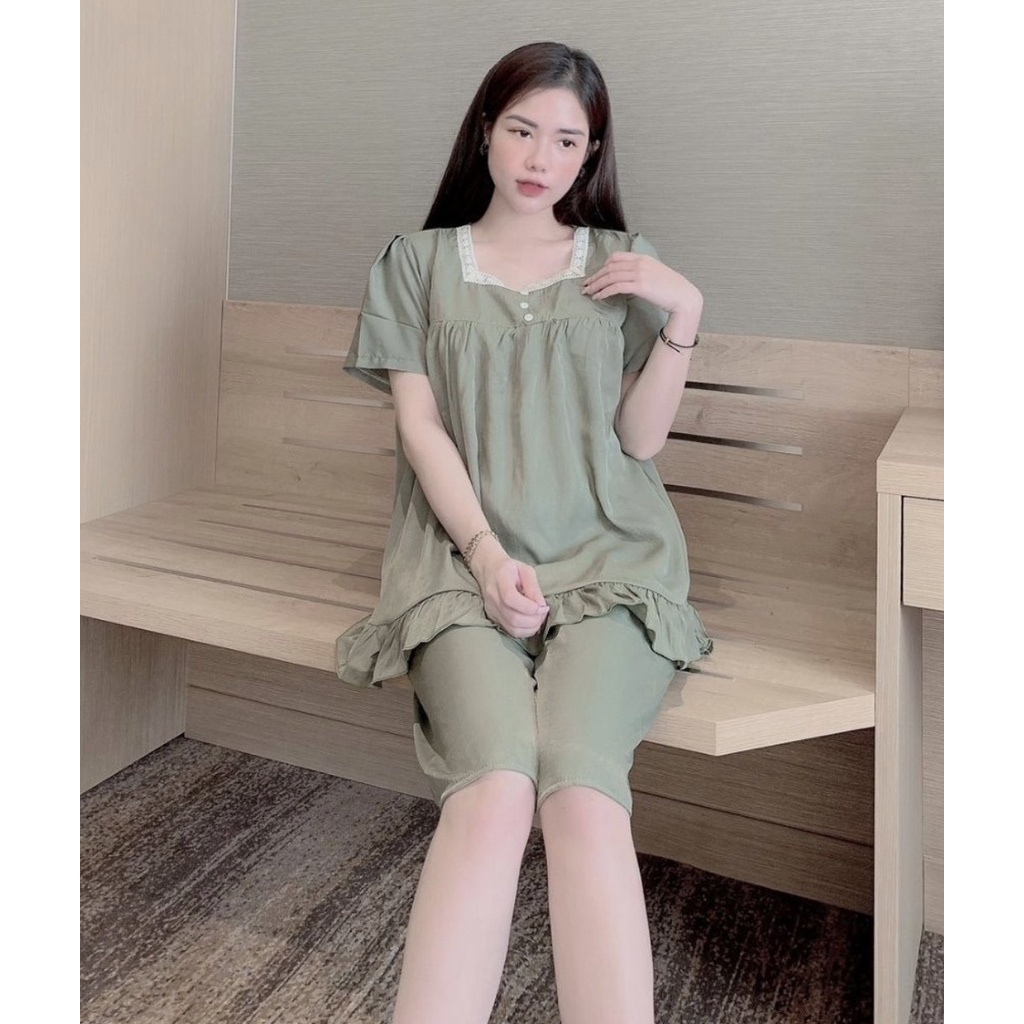 Bộ Bầu Sau Sinh Mùa Hè Chất Đũi Mềm Mát Quần Đùi Áo Cộc Có Khóa Cho Con Bú AO36 Lin Store66