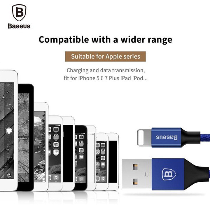 Cáp sạc nhanh Baseus Yiven Cable, dây sạc nhanh bọc dù rất bền và đẹp cho iPhone dài 1M, 2M, 3M
