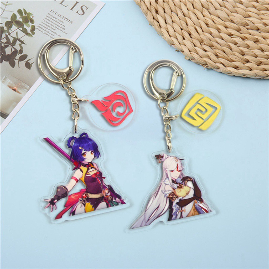 Móc Khóa Nhựa Acrylic Họa Tiết Hoạt Hình Genshin Dễ Thương 6cm