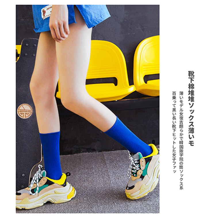 Vớ thể thao cotton màu trơn giản dị cho nữ