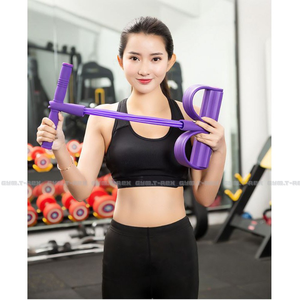 Dây kéo đàn hồi 4 ống cao su tập thể dục SP176, Dây kháng lực tập gym tại nhà - Gym Trex