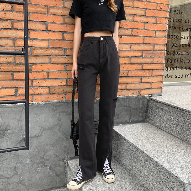 Quần Jeans Nữ Lưng Cao Xẻ Ống Thời Trang Hè 2021 | BigBuy360 - bigbuy360.vn